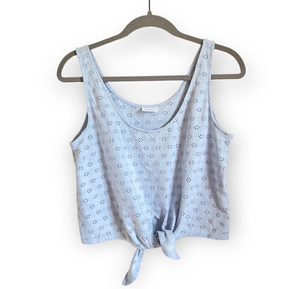 ABOUND Baby Blue Eyelet Twist Tie Tank Small